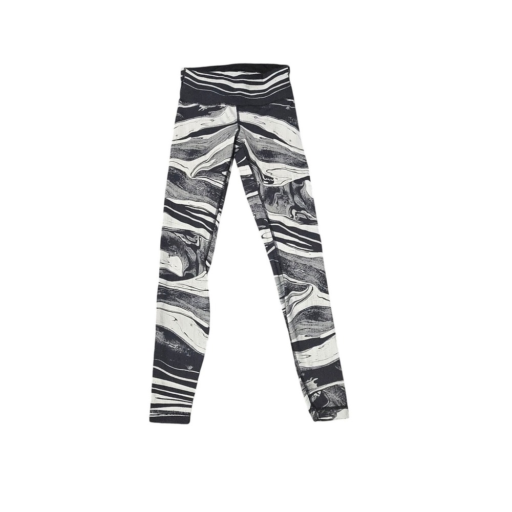 Lululemon Womens Speed Wunder Under Tights Marble Black Size 6 Nulux Activewear‎